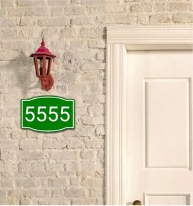 Green and White House Number Aluminum Composite Sign - Picture 1 of 5