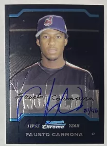 2004 Bowman #BDP148 Fausto Carmona Cromato Numerato a Mano Auto /46 ZCOSE Autentico - Foto 1 di 2