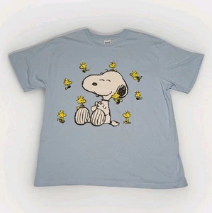 Camiseta Peanuts Snoopy Bordada Woodstock Azul Claro Gráfico Talla XL - Imagen 1 de 6