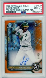 JUNIOR PEREZ - A's - 2022 Bowman Chrome Orange Shimmer Refractor Auto -PSA 10 GM - Picture 1 of 2