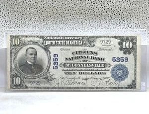 1902 $10 National Bank Note Mc Connelsville OHIO  Charter #5259 [1125LAj] - Picture 1 of 2