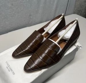 Mocasines planos Vince Camuto Kikie de cuero marrón chocolate sin cordones para mujer EE. UU. 8 M - Imagen 1 de 6