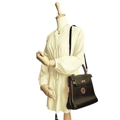 Bolso de Mano A.Testoni Bolso de Hombro Cuero en Negro Dorado Herrajes Foto 1 de 4