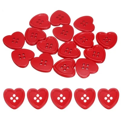 40pcs Heart Resin Sewing Button, 23mm 7/8" 4 Hole Sweater Buttons, Red - Image 1 of 4