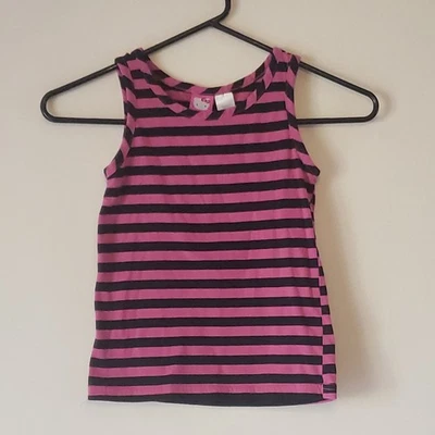 Hello Kitty Girls Pink & Black Striped Tank Top Girls Size Medium (7/8) - Image 1 of 3