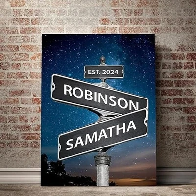 Personalized Street Signs with Name, Street Signs Crossroads Sign for Couples - Image 1 of 4