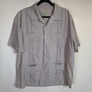 Men’s Trader Bay Short Sleeve Button Up Shirt Size Xxl Cuban Guayabera Gray - Picture 1 of 11