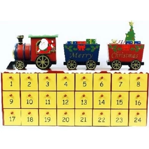 Wooden Train Theme Christmas Advent Calendar 16 Inch Holiday Countdown - Picture 1 of 2