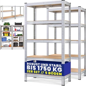 1 / 2er Set Schwerlastregal Kellerregal Steckregal Lagerregal Werkstattregal - Bild 1 von 16