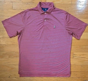 Fairway Greene Performance Golf Polo Herren XL Magenta/Marine Streifen Hergestellt in den USA - Bild 1 von 10