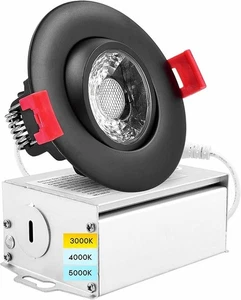 Luxrite 3 Inch Adjustable LED Gimbal Recessed Light 8W 3 Color Options Black - Picture 1 of 8