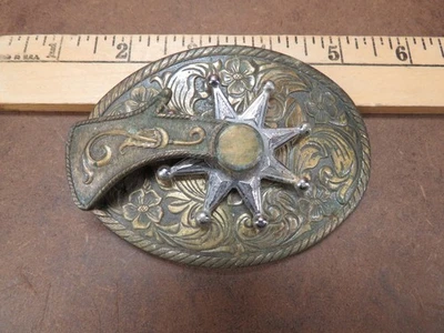 De Colección Cinturón Hebilla Spinning Spur Bota Vaquera Latón Unisex Flor Ornamentada Foto 1 de 3