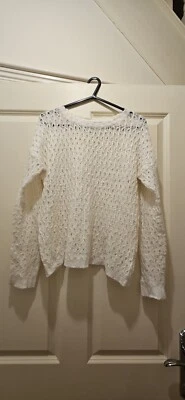 Primark Cream Loose Knit Jumper UK 8 worn - Image 1 of 4