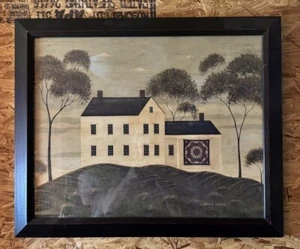 Warren Kimble "House with Quilt" Folk Art Framed Picture 23"x19" - Picture 1 of 6