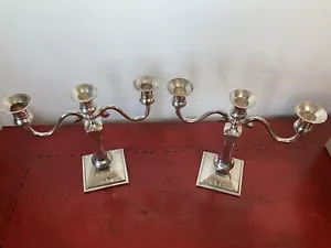Pottery Barn Outlet Candelabra Silver Colored Metal Set Of 2 - Picture 1 of 3