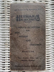 Herman Co Clothing Outfitters Philadelphia Customer Account Booklet - Imagen 1 de 4