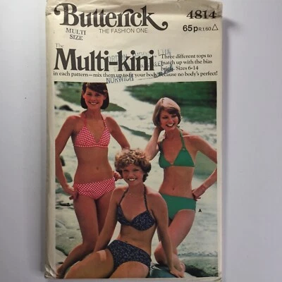 Butterick 4814 Vintage Bikini Bra Pants Tie Halter Ladies New Uncut Pattern - Image 1 of 4
