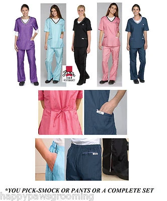 TOP PERFORMANCE Groomer CONTRAST TRIM DOG Nylon Grooming Hair&Water&Stain Resist SMOCK or PANT