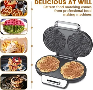 Electric Waffle Maker for Classic Heart Waffles Baking Non-Stick Breakfast Maker - Picture 1 of 13