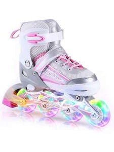 Pink Adjustable Inline Skates, Light - Up Wheels, for Girls/Ladies - Picture 1 of 8