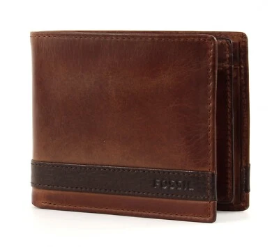 FOSSIL Quinn Coin Pocket Bifold L Geldbörse Brown Braun Neu