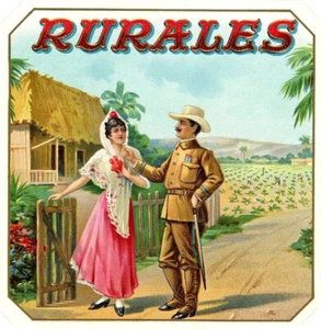Etiqueta de caja de cigarros en relieve original rural dorado brillante color - Imagen 1 de 2