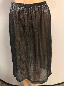 VtgTeddi of California Black Silver Sparkly Sheer Metallic Skirt Sz 30-32 Waist - Picture 1 of 9