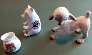 three pottery items ,sheep,bear and pot - Picture 1 of 7
