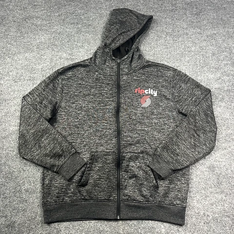 Portland Trail Blazers Hoodie Mens Extra Large Grey Red Full-Zip Sweatshirt UNK Cover