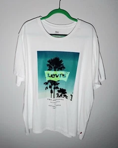 Levis Herren T-Shirt Größe 3 XL Grafik Palme Kurzarm Farbe Weiß - Bild 1 von 3
