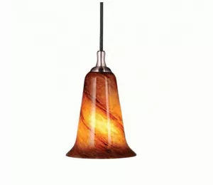 Milano Satin Nickel and Lava Swirl Bell Glass Mini Pendant $144 - Picture 1 of 1