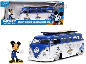 VOLKSWAGEN T1 BUS W/ MICKEY MOUSE FIGURE & SURFBOARD "DISNEY" 1/24 JADA 33179 - Picture 1 of 13