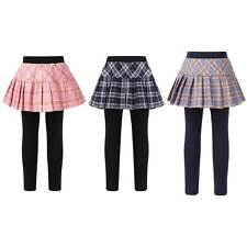 Kinder Mädchen Mode Leggings Röcke Gitterdruck Pleated Rock Stil Fake 2tlg Hosen