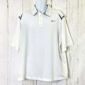 Nike Polo Golf Uomo Taglia XL Manica Corta Bianco Grigio Bordo - Foto 1 di 7