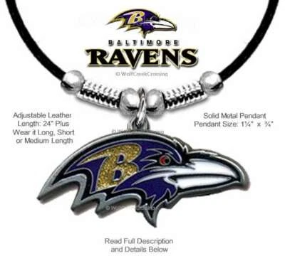 BALTIMORE RAVENS ADJUSTABLE 24" NECKLACE  FOOTBALL SPORTS HOT! NFL FREE SHIP #B - Image 1 of 4