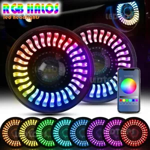 MICTUNING 7" 3D RGB LED Headlight Bluetooth for Jeep Wrangler JK TJ LJ 97-2020 - Bild 1 von 11