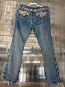 Premiere Rue21 Jeans Womens 13/14R Blue Boot Embellished Stretch Distressed - Picture 1 of 11