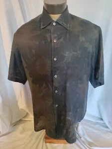 Men Ermenegildo Zegna Green Camouflage Short Sleeve Casual Linen Shirt XL NWOT - Picture 1 of 10