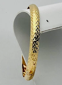 DaneCraft 24KT Gold Over 925 Sterling Silver Diamond-Cut Bangle Bracelet 7” - Picture 1 of 5