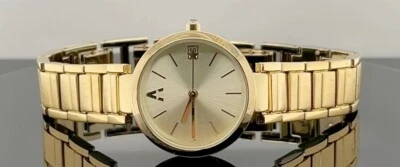 STILVOLLE DAMEN QUARZ UHR , IP-GELBGOLD BESCHICHTET MIT DATUM # SCHMUCKJAGD - Bild 1 von 3