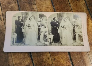 Antike 1897 Kilburn Stereoview Karte BEREIT FÜR DEN BRÄUTIGAM tolle 3D Ansicht - Bild 1 von 2