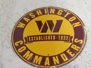 WASHINGTON COMMANDERS METAL GOLD / BURGUNDY ROUND GARAGE STYLE SIGN 12" NEW NFL