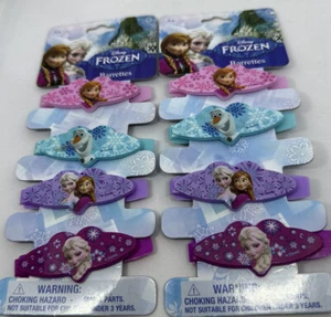 Frozen Disney Plastic Barrettes Snap Closure Elsa Anna Olaf Sisters 8pcs - Picture 1 of 1