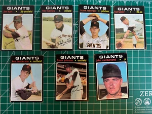 1971 Topps San Francisco Giants (7) Karten Lot - Bild 1 von 2