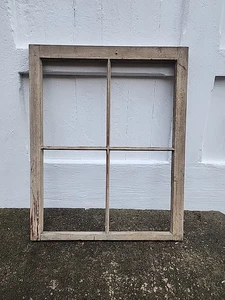 Vintage Farmhouse old wood window sash 4 pane window frame 24 3/8 x 30 1/2 - Picture 1 of 8