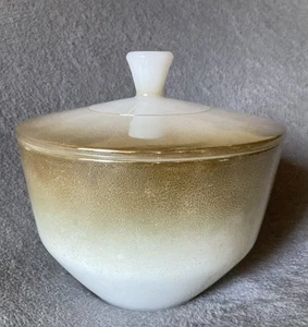 Federal Glass Heat Proof Gold Brown White 1-1/2 qt. Bowl w/Lid VINTAGE - Picture 1 of 7