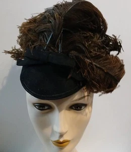 Vintage Saks Fifth Avenue  Salon Hat Ostrich Brown Custom Made/110d - Picture 1 of 8