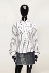 Vintage Karen Millen Y2K 2000's Striped Businesscore Long Sleeve Shirt Size US6 - Picture 1 of 9