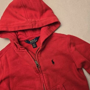 Polo Ralph Lauren Red Hoodie Toddler Size 3T Full Zip Up Sweatshirt Logo Cozy - Picture 1 of 8
