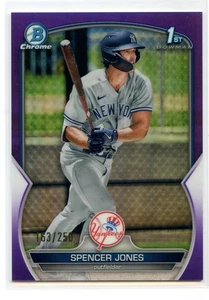 2023 Bowman Chrome Spencer Jones 1st BCP-139 Purple Refractor /250 RC YANKEES - Picture 1 of 2